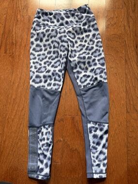 Molo Gray Leopard Print Kids Leggings with Mesh Panels